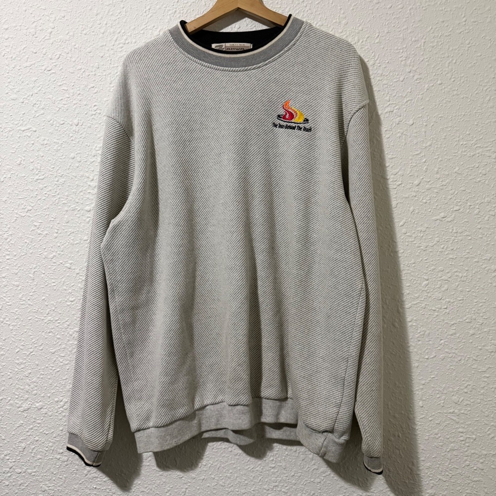 Men's AKWA Vintage L USA Olympics GM Sweater Pullover‎ Embroidered Logo gray